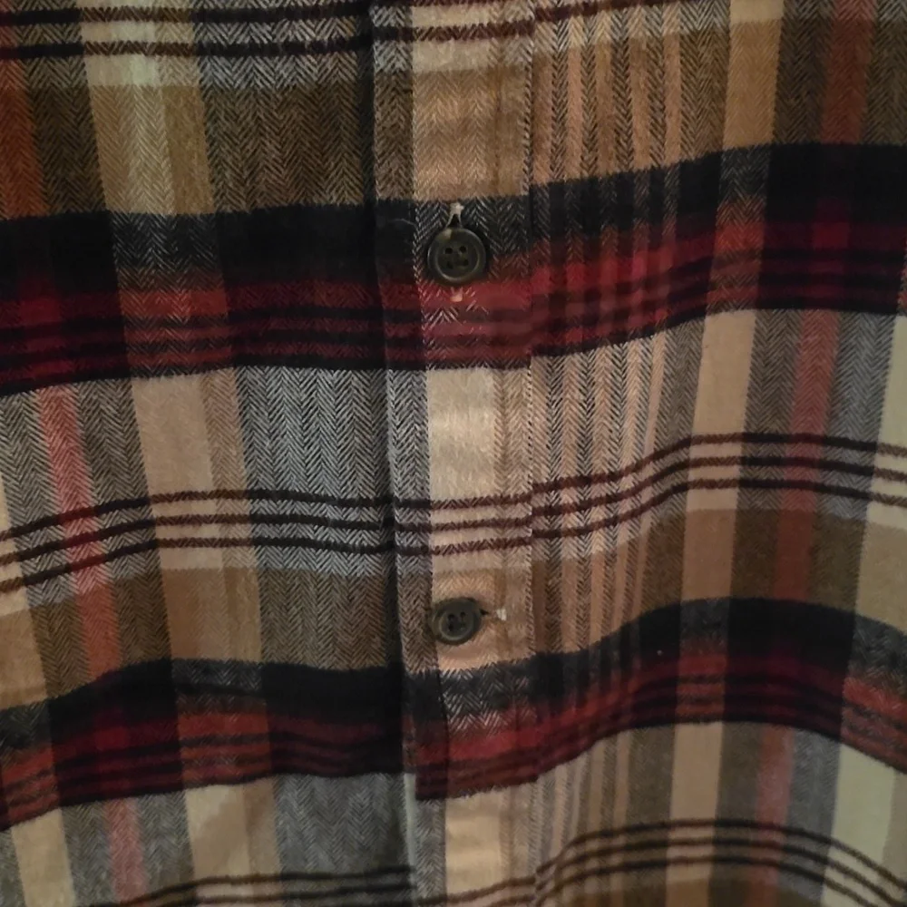 New Banana Republic‎ Plaid Shirt Mens Size L Red, Black, Cream